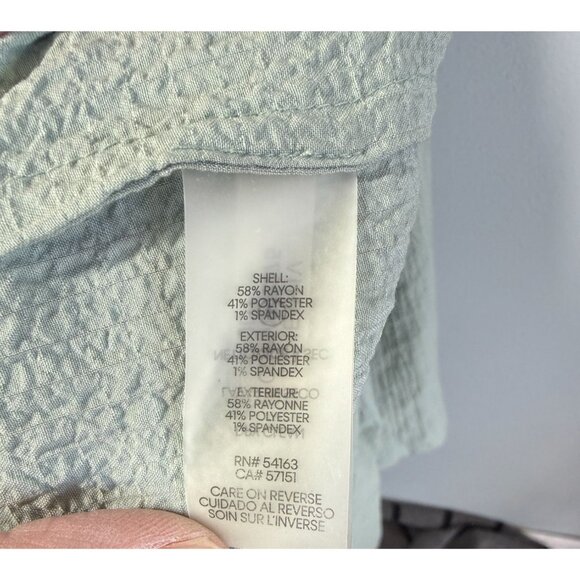 Calvin Klein Womens Textured Tiered Dress Size 2 Sage Green Split Neckline Tie - Picture 13 of 14